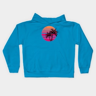 Synthwave - Vaporwave - California - Florida - 80s - Pink & Orange Kids Hoodie